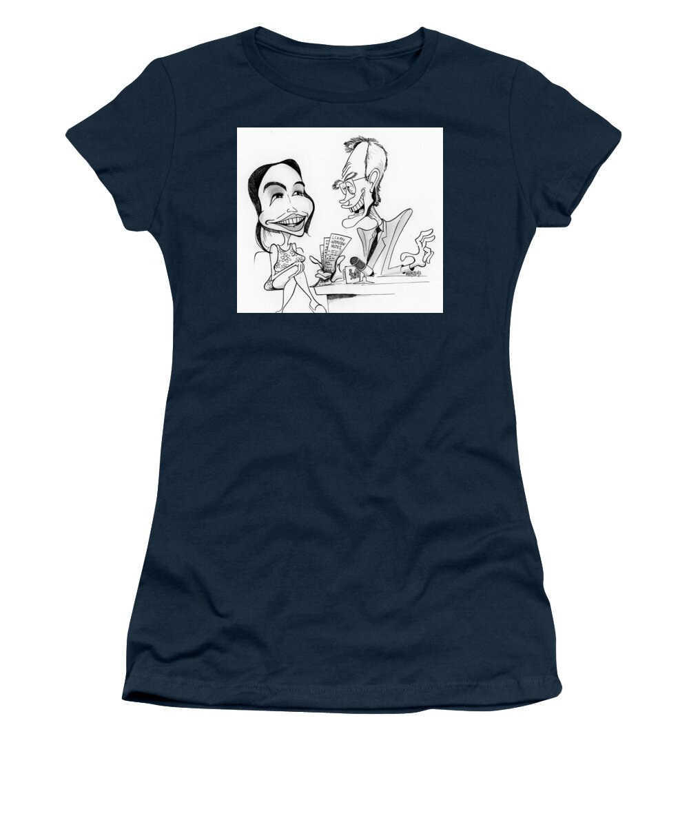 David Women's T-Shirt featuring the drawing David Letterman and Lindsay Lohan by Michael Hopkins