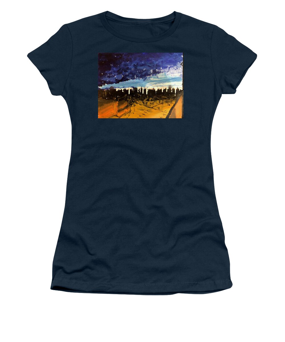 Dawn Women's T-Shirt featuring the painting Dawn on Bible Black by Bethany Beeler
