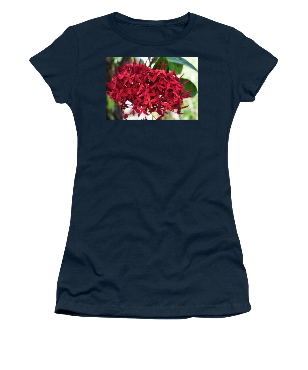 Flower Women's T-Shirt featuring the photograph Deep Ixora by Portia Olaughlin