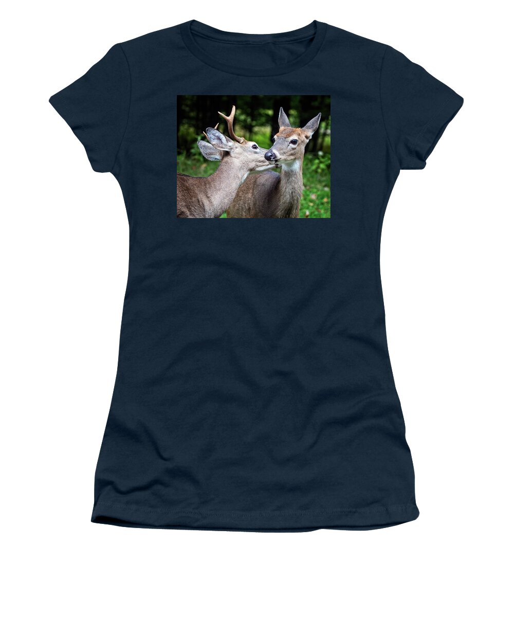 Deer Love Women's T-Shirt featuring the photograph Deer love by Jaki Miller