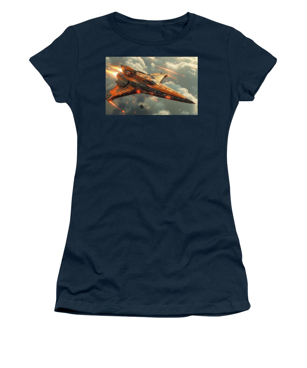 Delta 1 Star Fighter Women's T-Shirt featuring the digital art Delta 1 Starfighter by Michael Rucker
