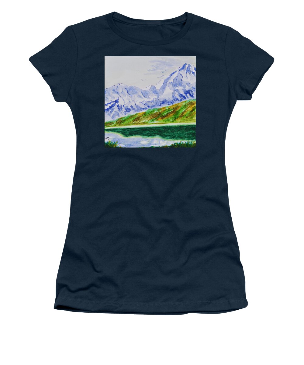 Denali Shapes Women's T-Shirt featuring the painting Denali Shapes by Warren Thompson