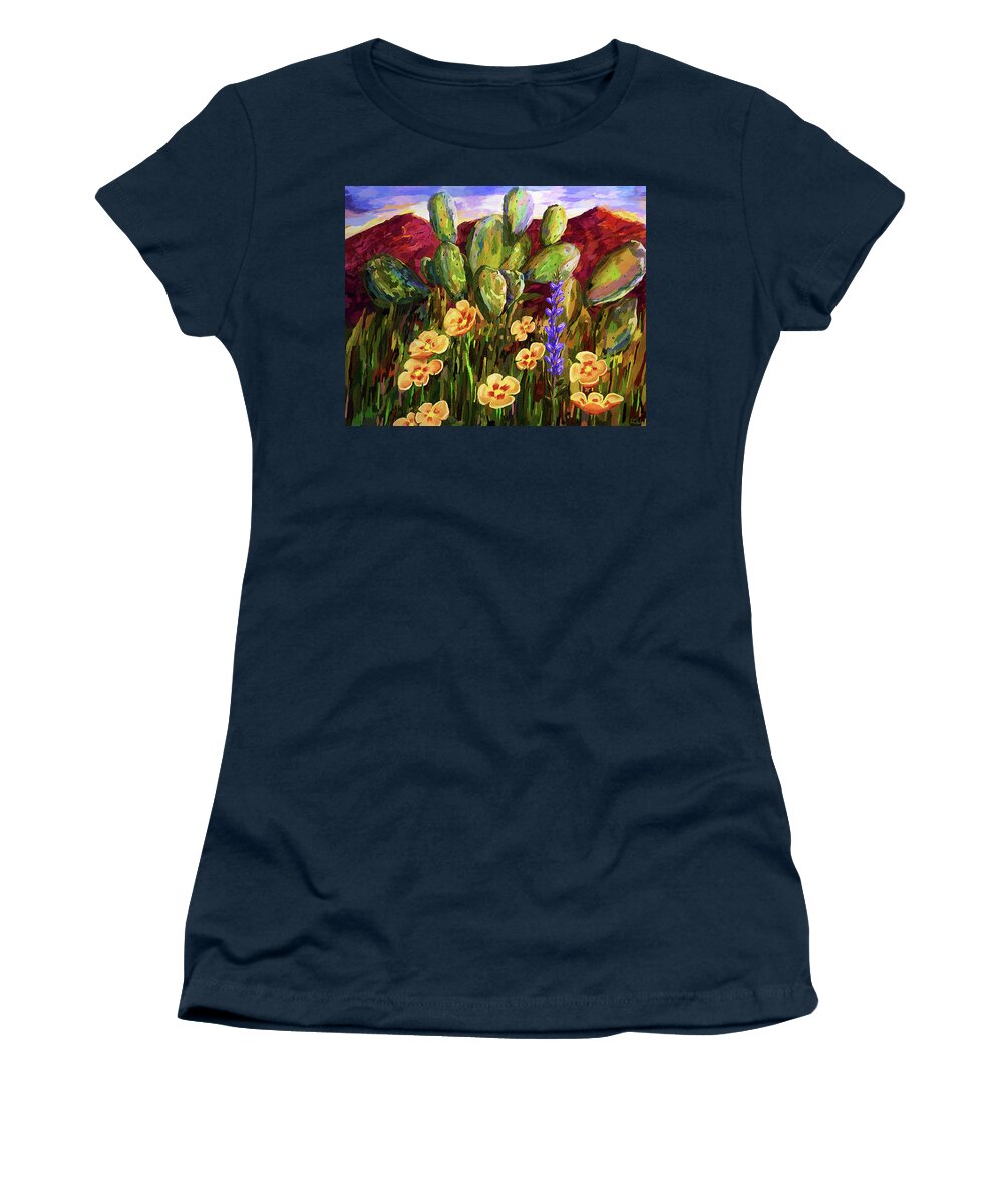 Desert Women's T-Shirt featuring the digital art Desert Poppies by Ken Taylor