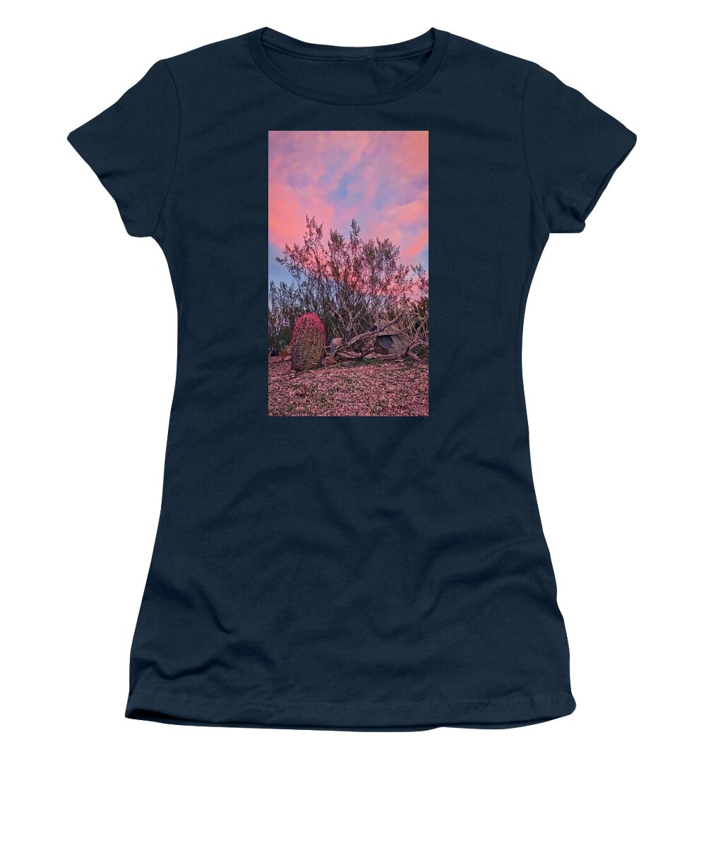 Pink Skies Women's T-Shirt featuring the photograph Desert Tranquility by Judy Kennedy