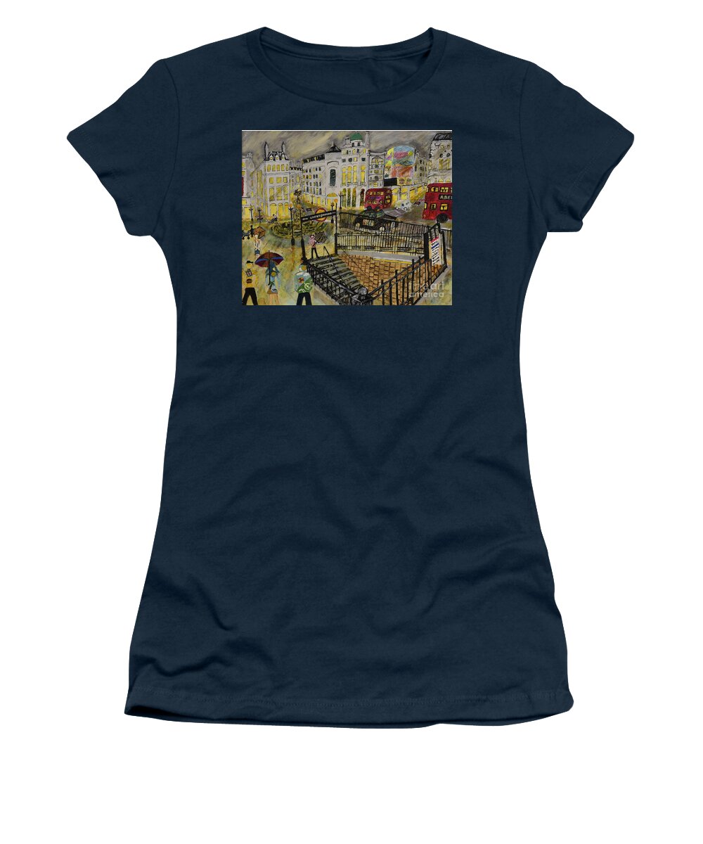 Contemporary Women's T-Shirt featuring the painting Desires in a Piccadilly by David Westwood