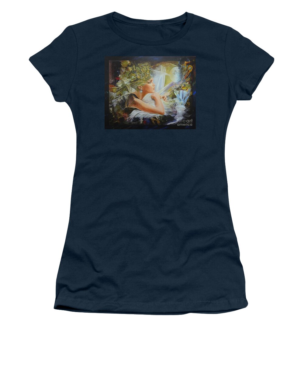 Figures Women's T-Shirt featuring the painting Destiny by Sinisa Saratlic
