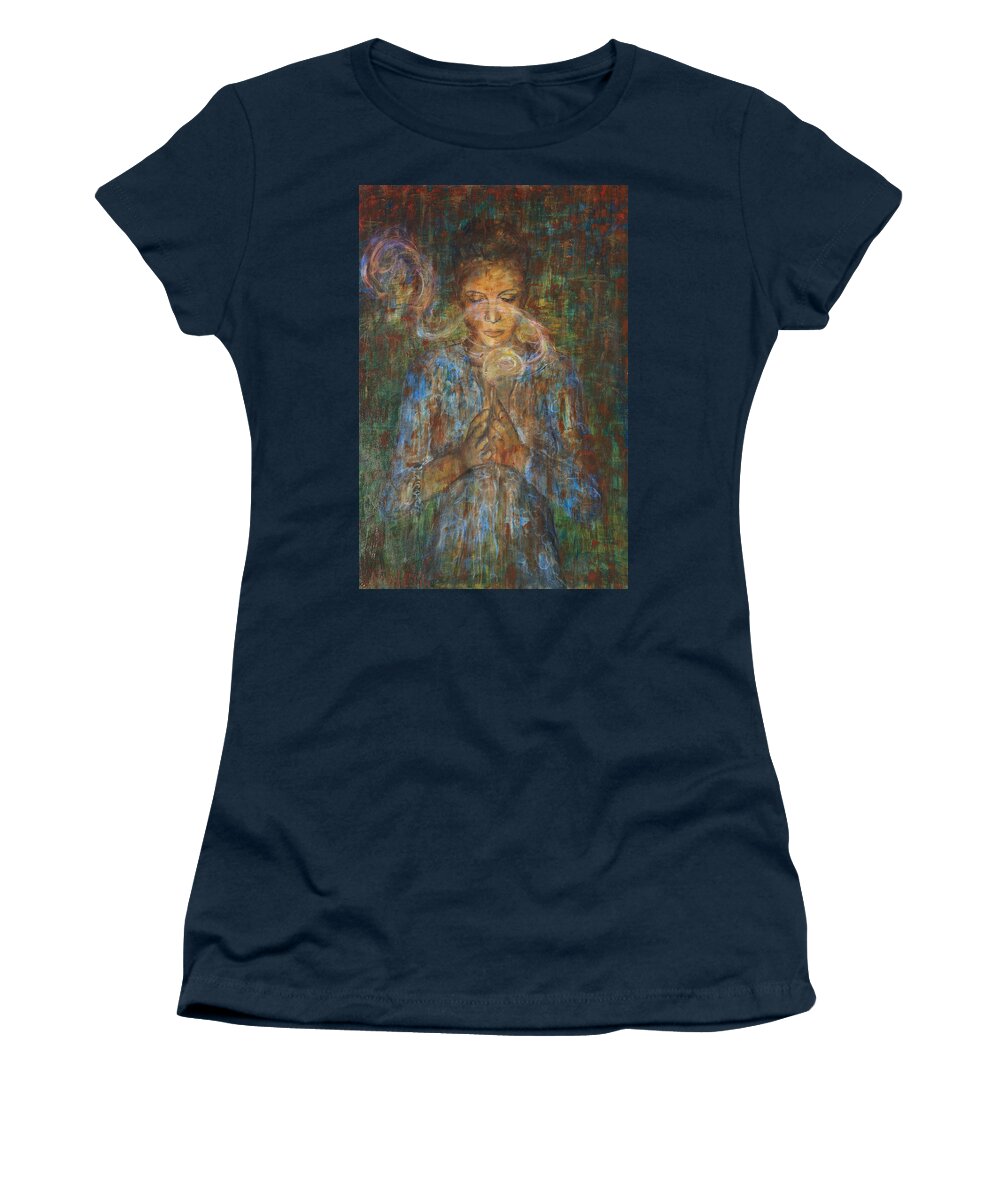 Asian Contemporary Women's T-Shirt featuring the painting Devotee by Nik Helbig