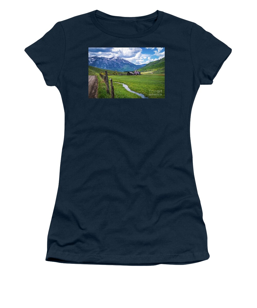 Rockies Women's T-Shirt featuring the photograph Dirt Road in the Rocky Mountains by Susan Vineyard