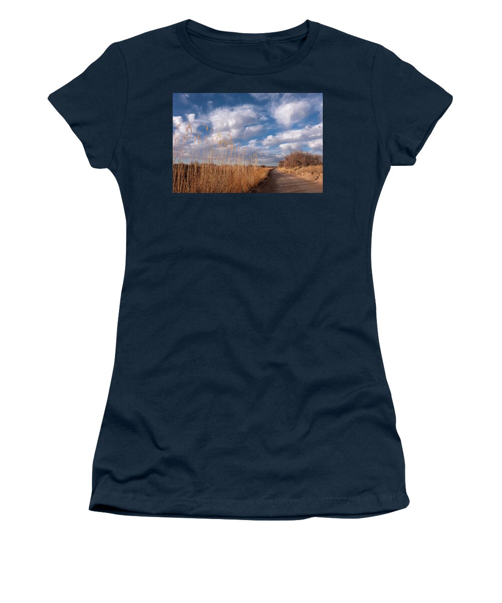 New Mexico Women's T-Shirt featuring the photograph Dirt Road near Abeytas New Mexico by Mary Lee Dereske