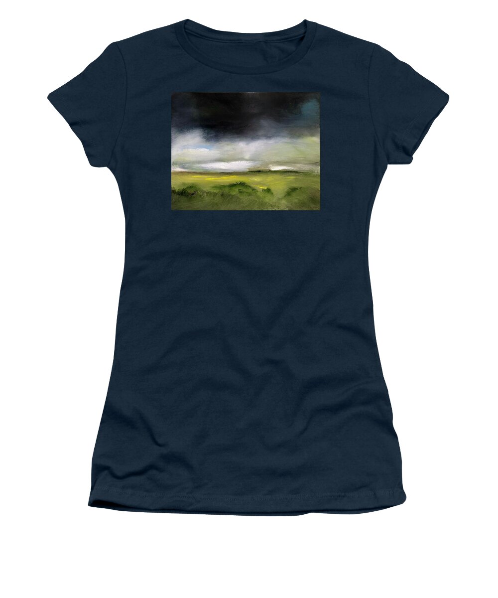 Raincloud Women's T-Shirt featuring the painting Distant Rain by Roger Clarke