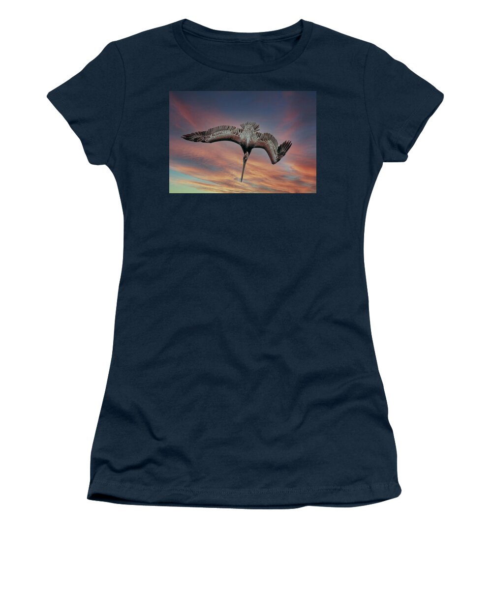 Pelican Women's T-Shirt featuring the photograph Diving Pelican by Jerry Cahill