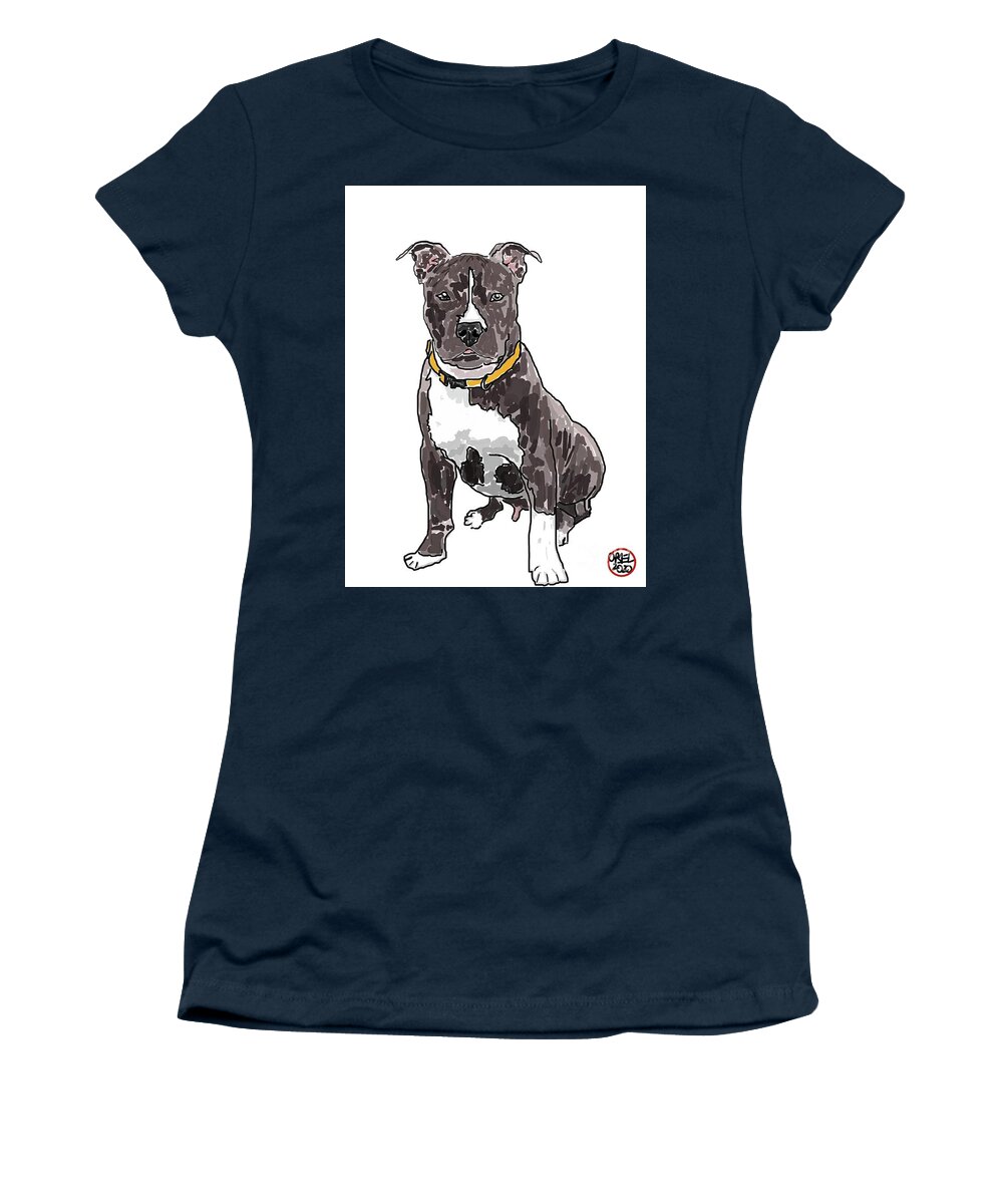  Women's T-Shirt featuring the painting Dog by Oriel Ceballos