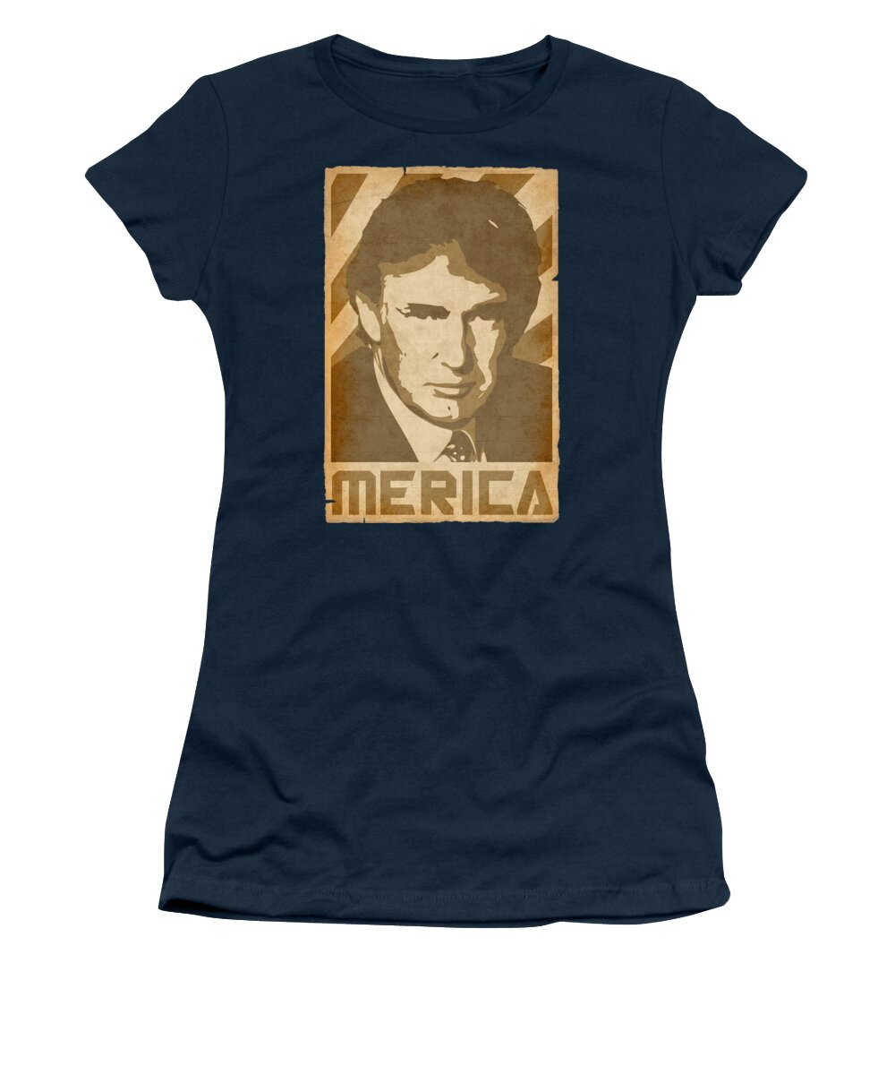 Donald Women's T-Shirt featuring the digital art Donald Trump Merica Retro Propaganda by Filip Schpindel