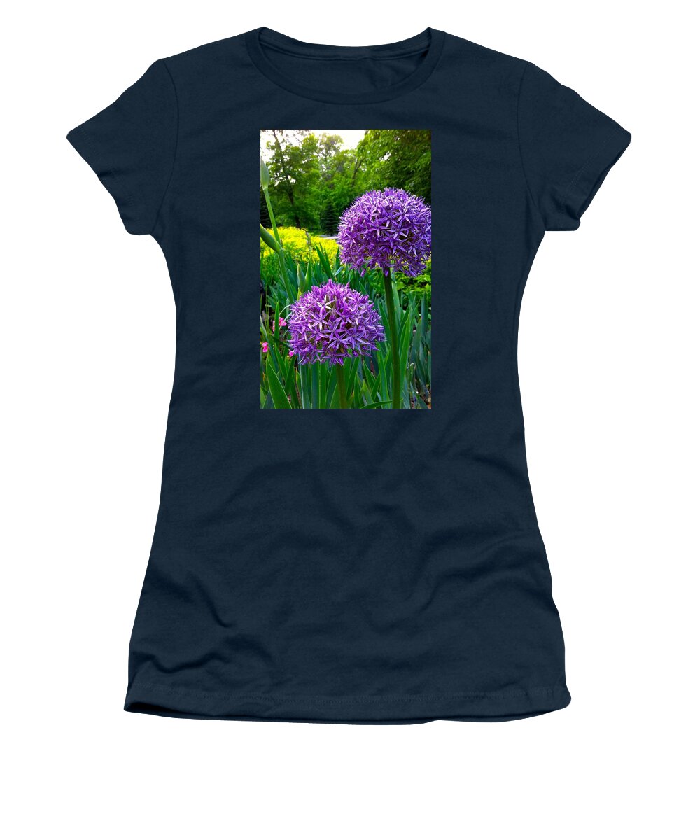 Purple Flowers Women's T-Shirt featuring the photograph A Double Burst of Purple by Rick Hansen