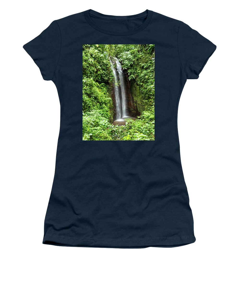 Costa Rica Women's T-Shirt featuring the photograph Double Falls, Costa Rica by Leslie Struxness