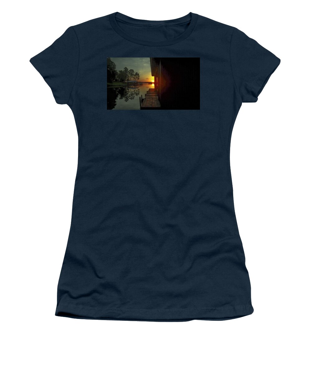 Lake Women's T-Shirt featuring the photograph Down The Line Sunrise by Ed Williams