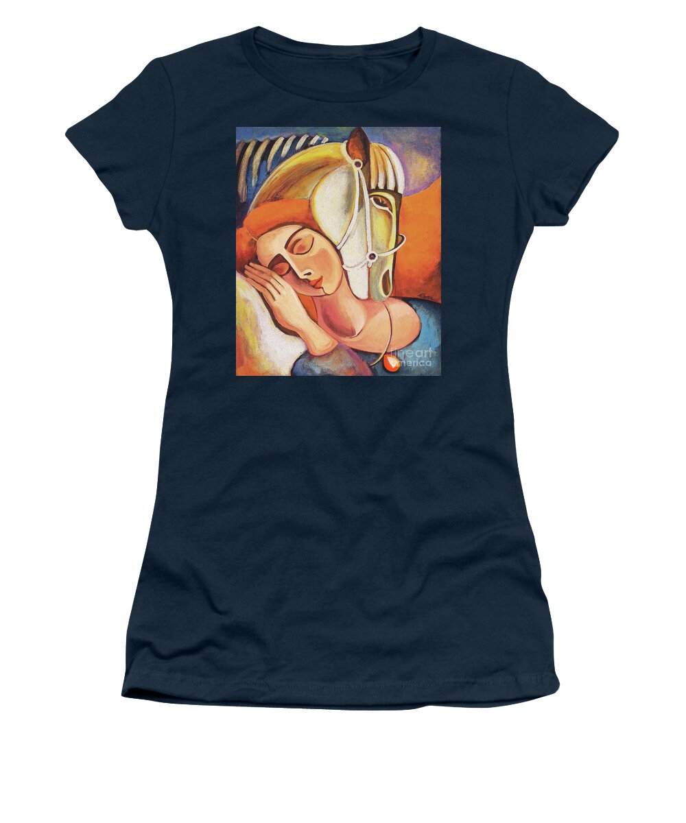 Woman And Horse Women's T-Shirt featuring the painting Dream Keeper by Eva Campbell