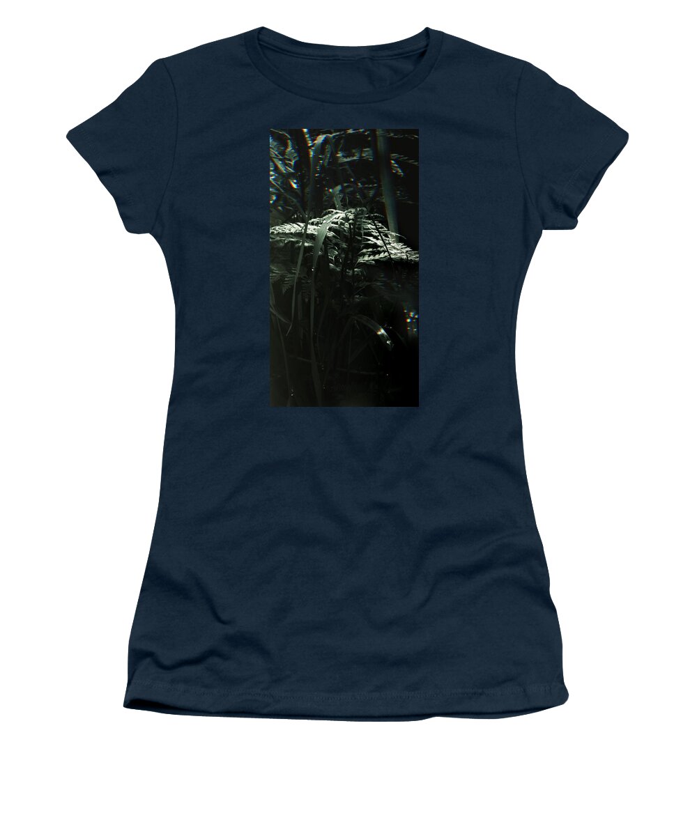 Leaves Women's T-Shirt featuring the photograph DROPLETS Magic Forest by Auranatura Art