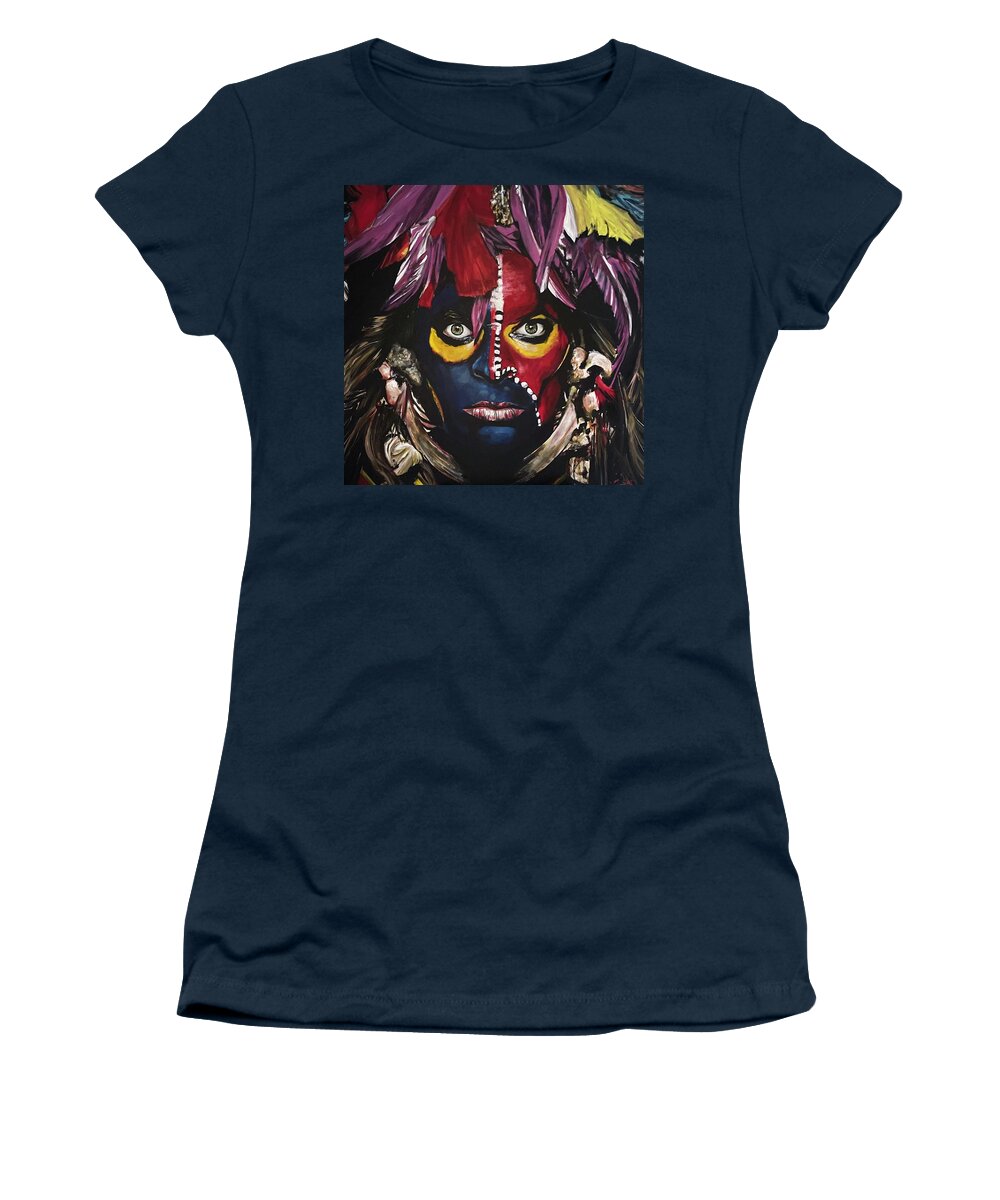 Portrait Women's T-Shirt featuring the painting Eat Em And Smile by Joel Tesch