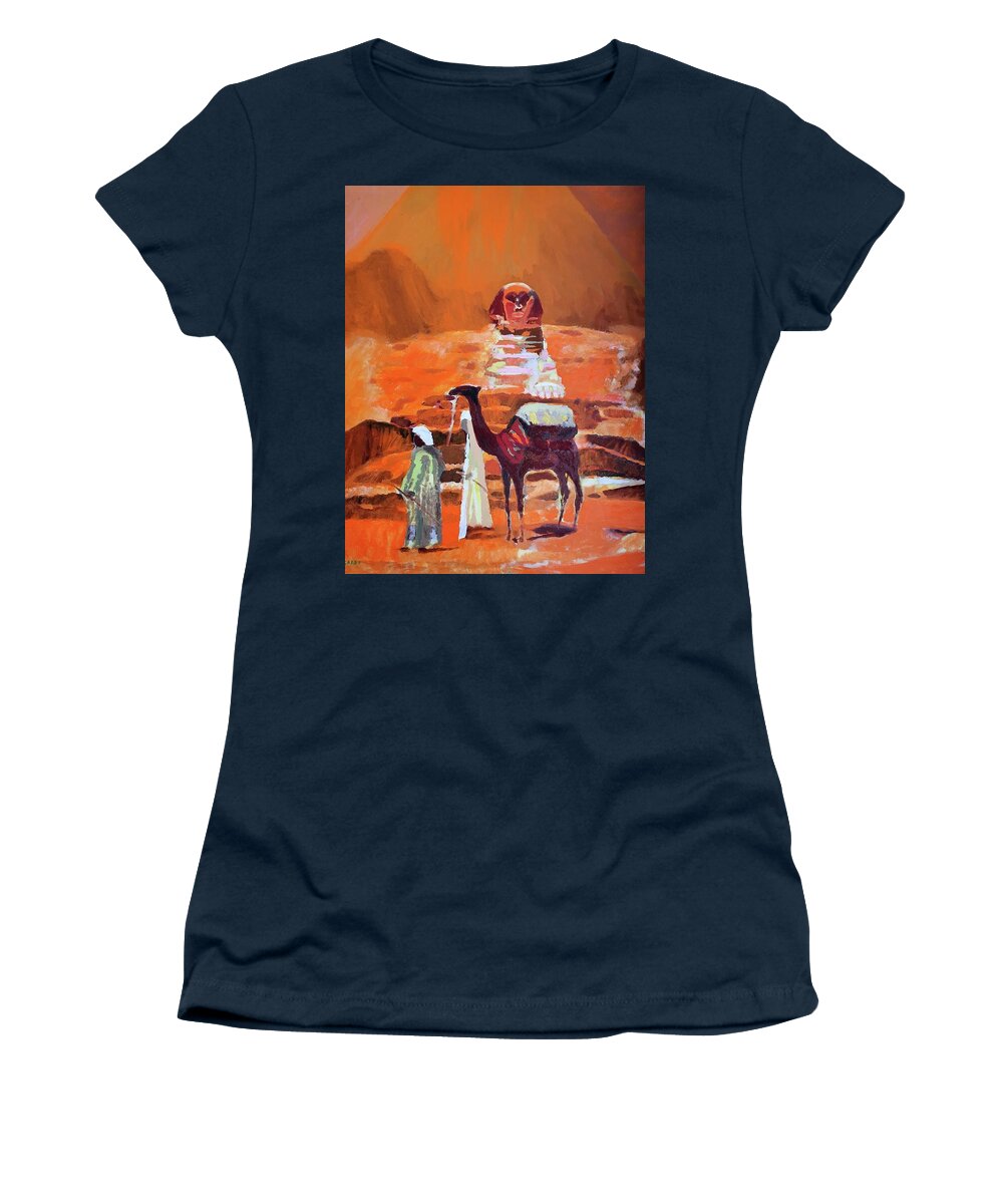 Camel Women's T-Shirt featuring the painting Egypt Light by Enrico Garff