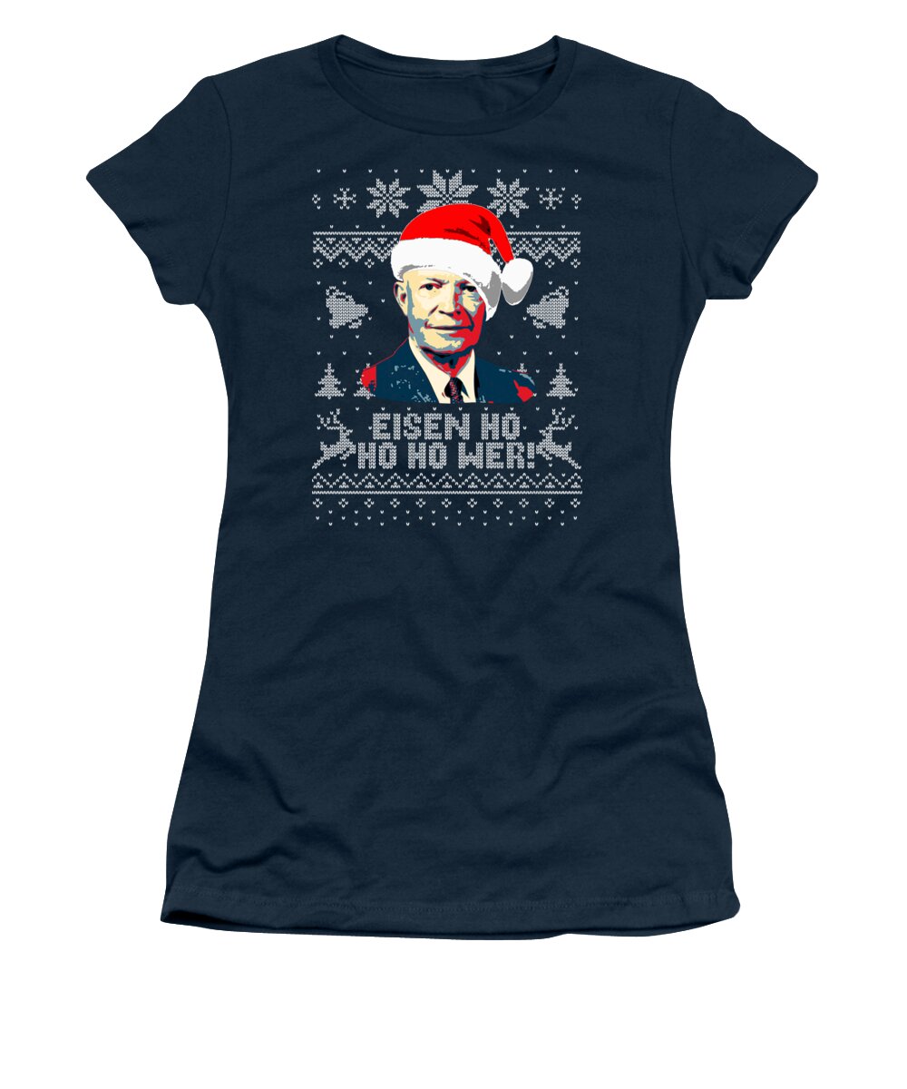 Santa Women's T-Shirt featuring the digital art Eisenhower Ho Ho Ho Christmas by Filip Schpindel