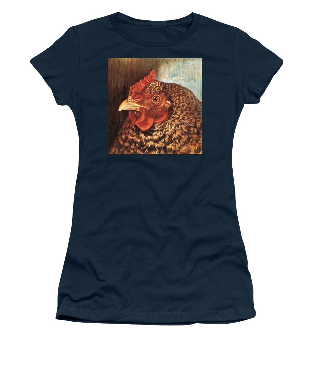 Chicken Women's T-Shirt featuring the painting Eleanor3 by Hans Droog