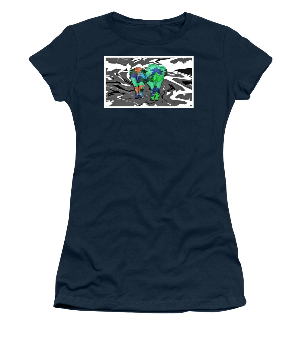 Abstract Women's T-Shirt featuring the digital art Elephant Hiding in Disguise - Whimsical by Ronald Mills