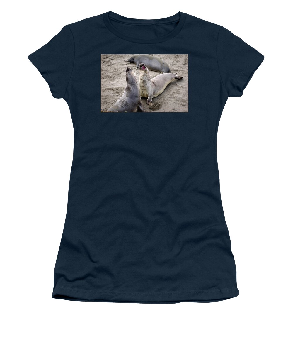 Wildlife Women's T-Shirt featuring the photograph Elephant Seals Highway 1 California Coast by Mary Lee Dereske