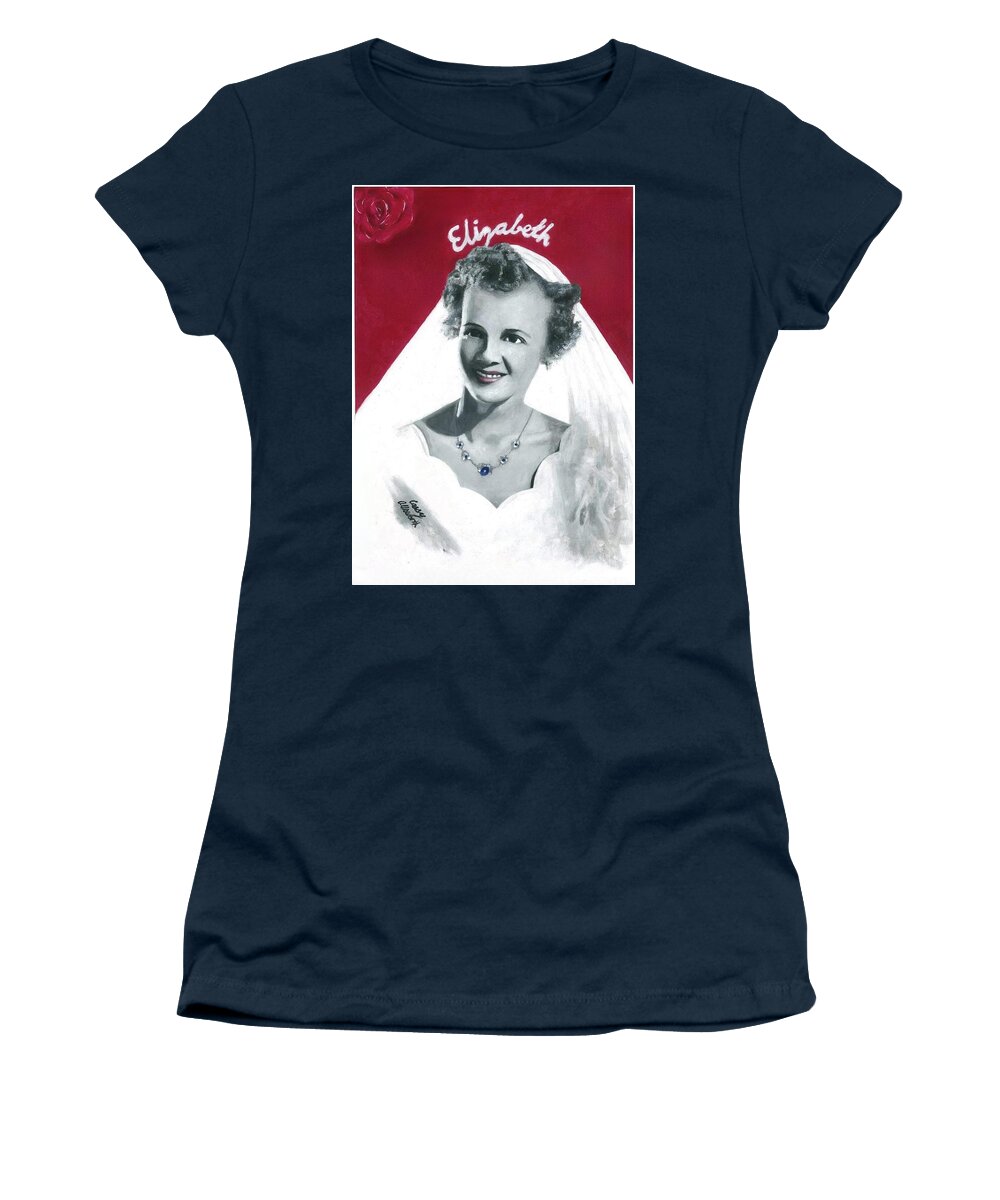 Acrylic Portraits Women's T-Shirt featuring the painting Elizabeth by Cassy Allsworth