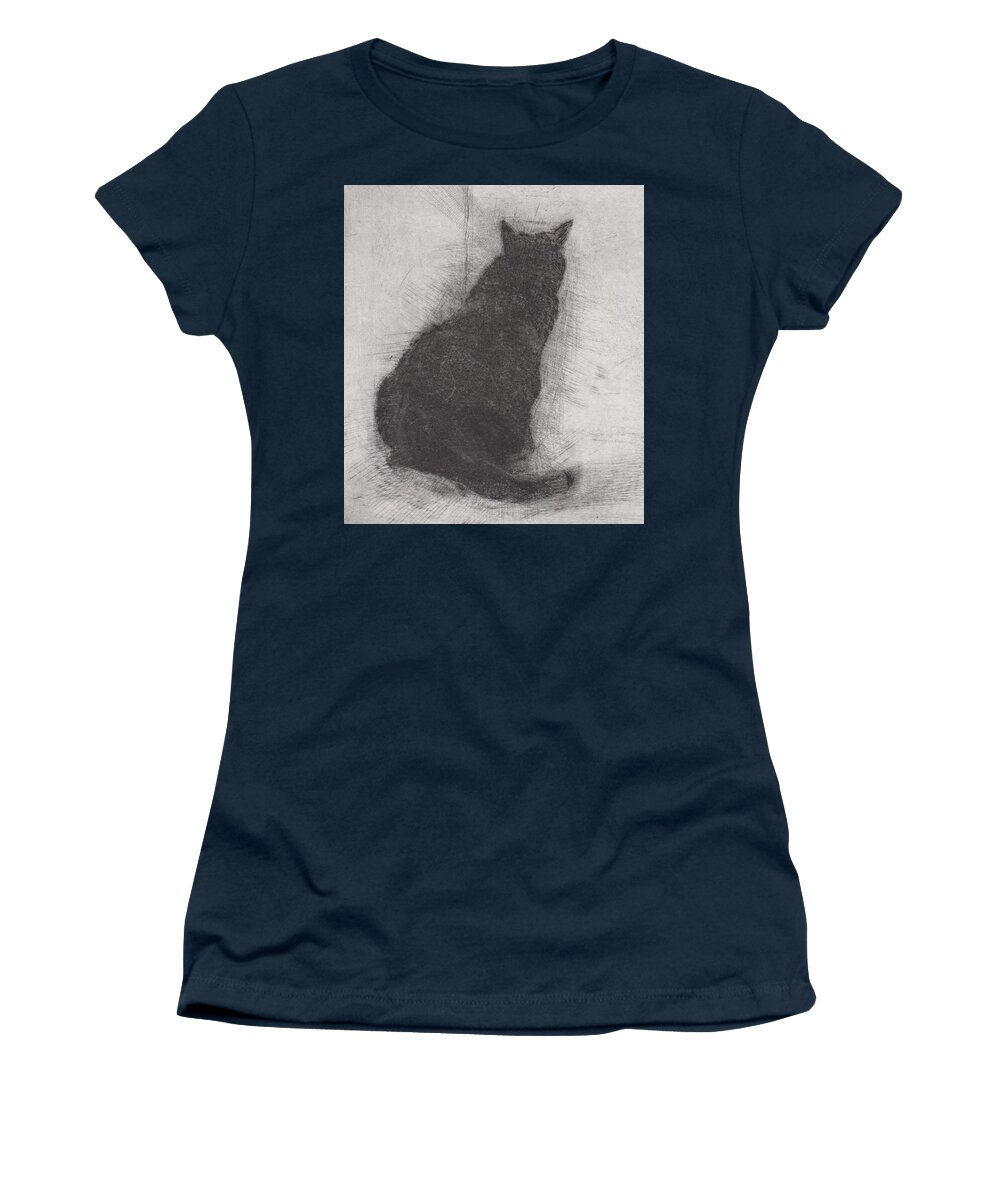 Cat Women's T-Shirt featuring the drawing Ellen Peabody Endicott - etching - cropped version by David Ladmore