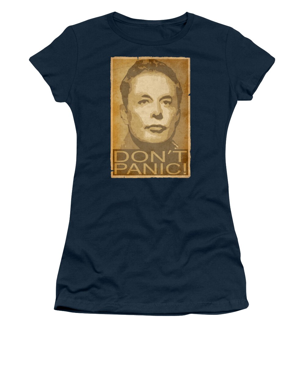 Elon Women's T-Shirt featuring the digital art Elon Musk Musk Dont Panic by Filip Schpindel