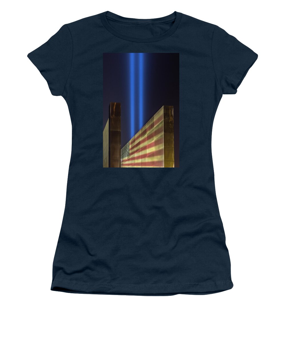 Tribute In Light Women's T-Shirt featuring the photograph Empty Sky Tribute In Light by Susan Candelario