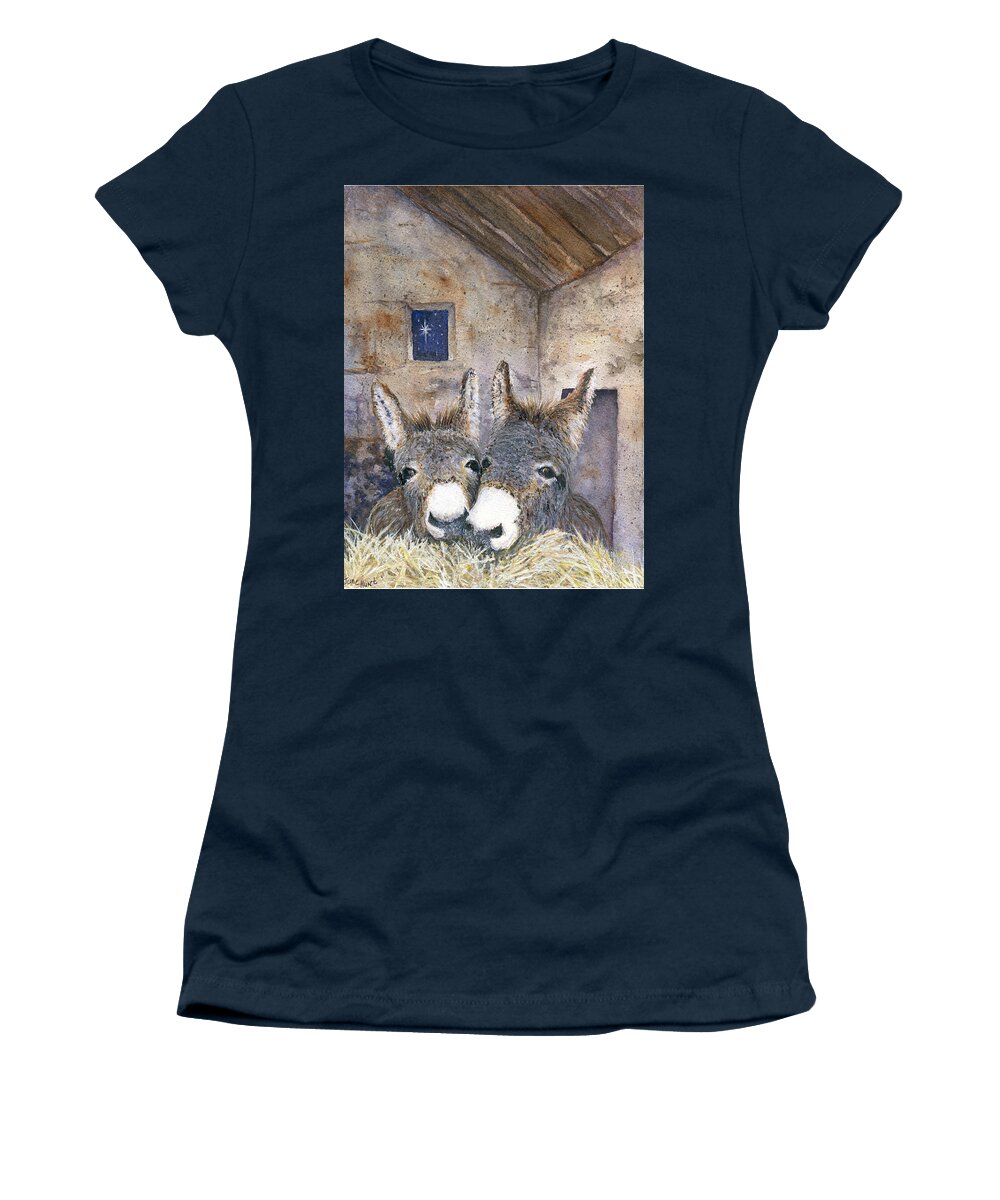 Barn Women's T-Shirt featuring the painting End of a Long Day by June Hunt