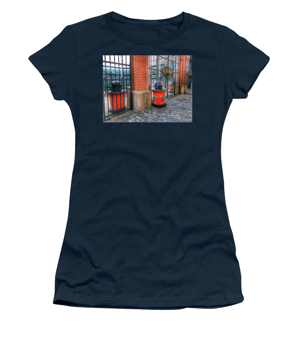 Oriole Park Women's T-Shirt featuring the photograph Entrance of Oriole Park at Camden Yards, Baltimore MD by Marianna Mills
