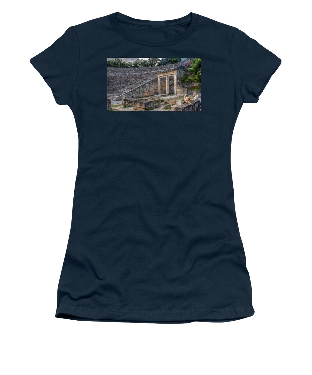 Epidaurus Women's T-Shirt featuring the photograph Epidaurus, Ancient Greek Theater by Marcy Wielfaert