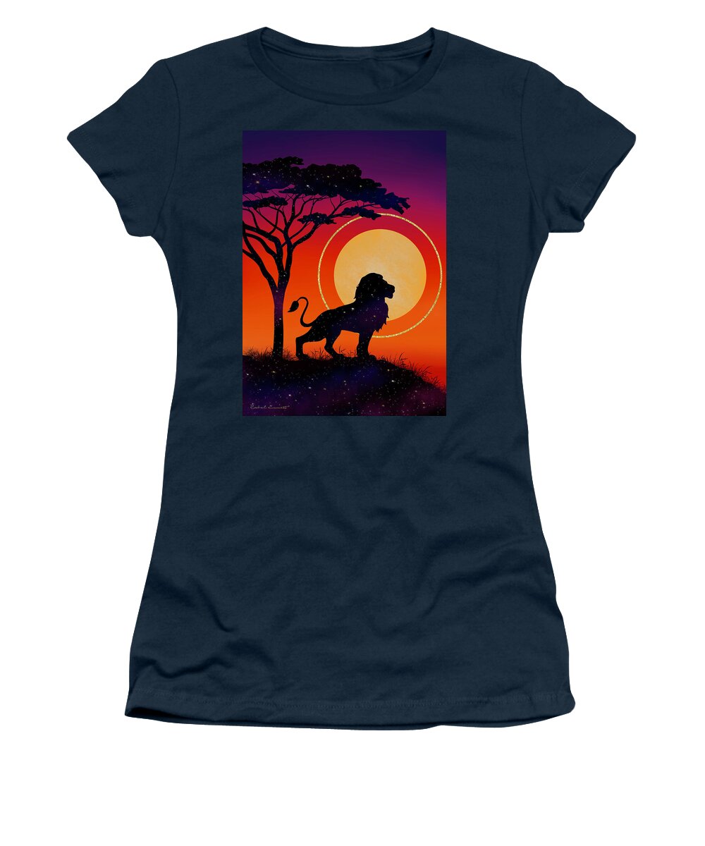 Lion Women's T-Shirt featuring the digital art Evening at the Masai Mara by Rachel Emmett