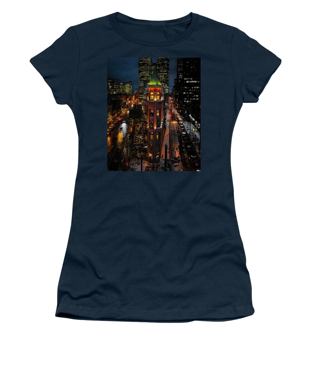 Autumn Snow Women's T-Shirt featuring the photograph Eye of Toronto by Dee Potter