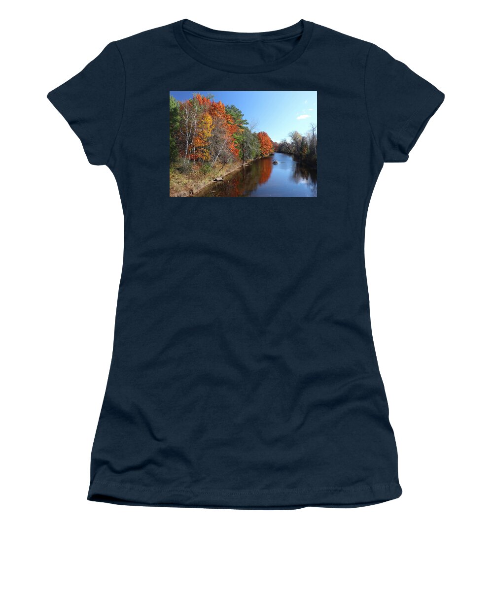 Fall Colors Women's T-Shirt featuring the photograph Fall Colors on the Pensaukee River by David T Wilkinson