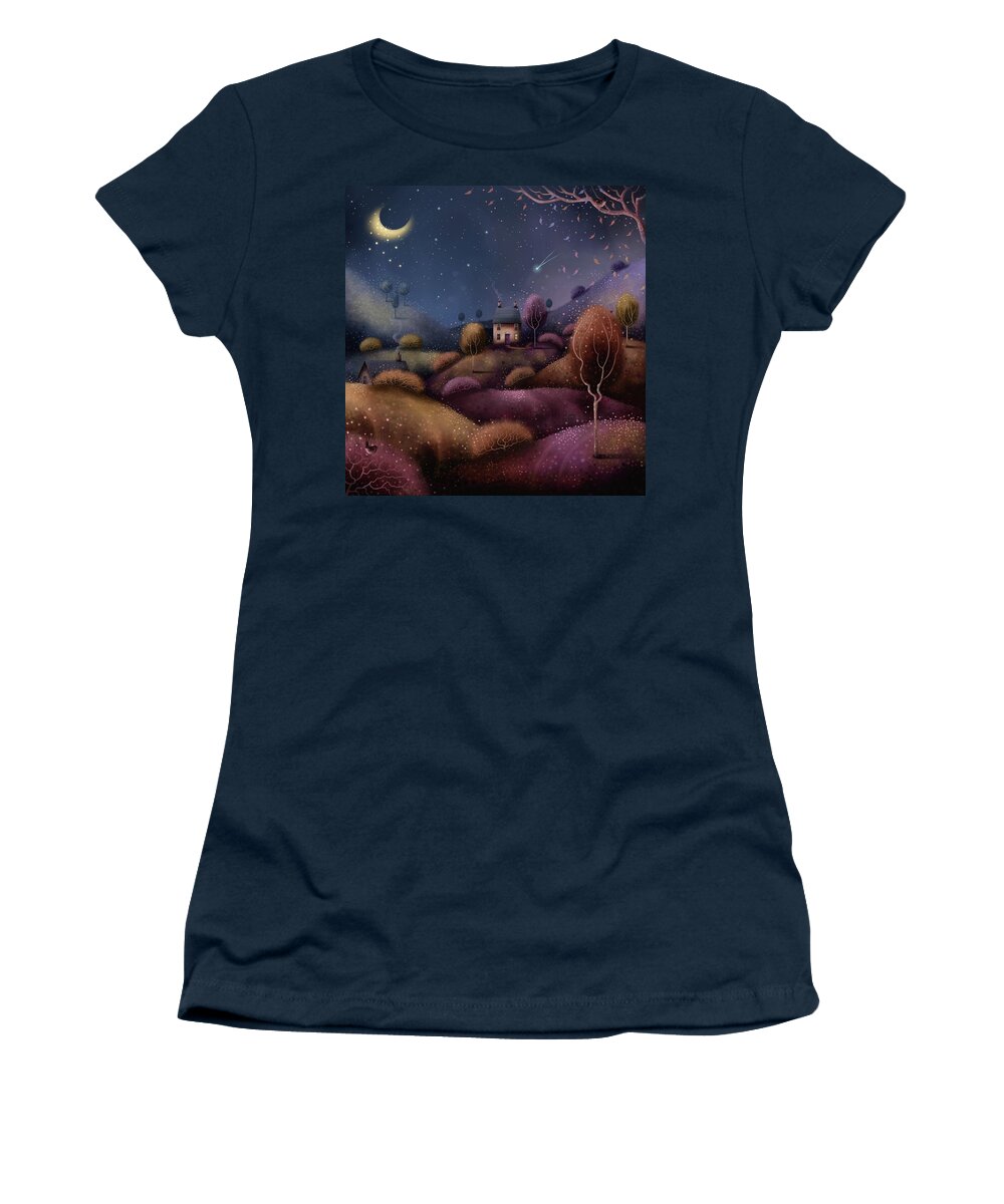 Autumn Art Women's T-Shirt featuring the painting Fall Cottage by Joe Gilronan