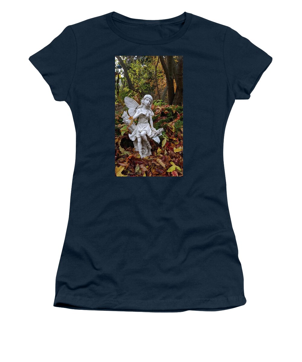 Fairy Women's T-Shirt featuring the photograph Fall fairy by Lisa Mutch