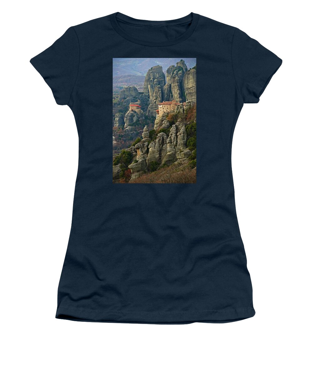 Meteora Women's T-Shirt featuring the photograph Fall in Meteora by Sean Hannon