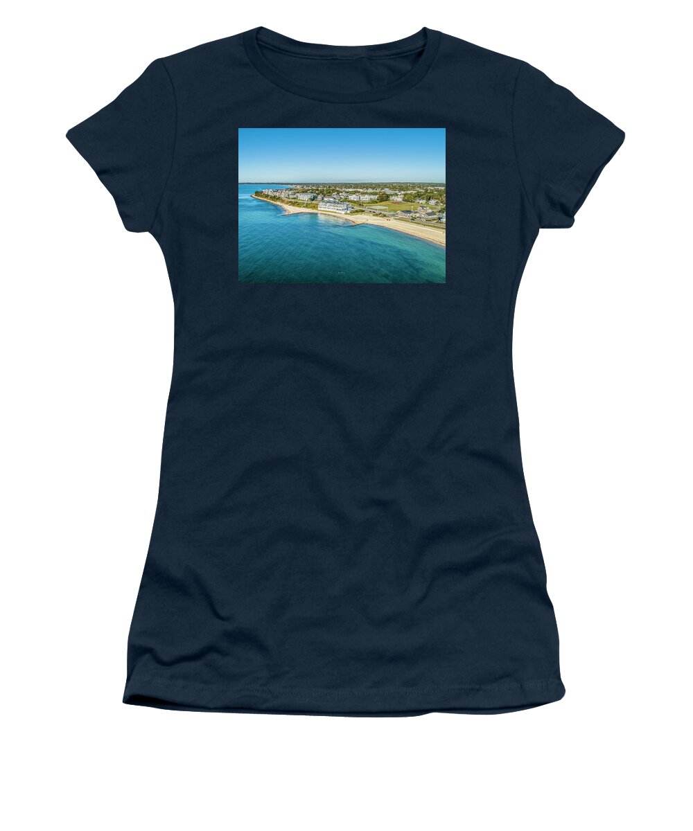 Falmouth Heights Women's T-Shirt featuring the photograph Falmouth Heights by Veterans Aerial Media LLC