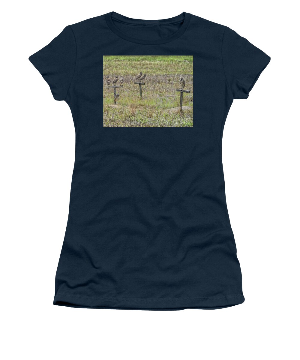 Burrowing Women's T-Shirt featuring the photograph Family Day by Alison Belsan Horton