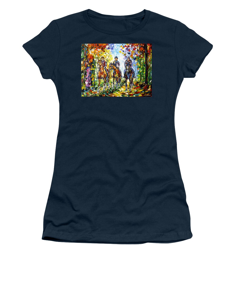 Riding Women's T-Shirt featuring the painting Family Ride by Mirek Kuzniar