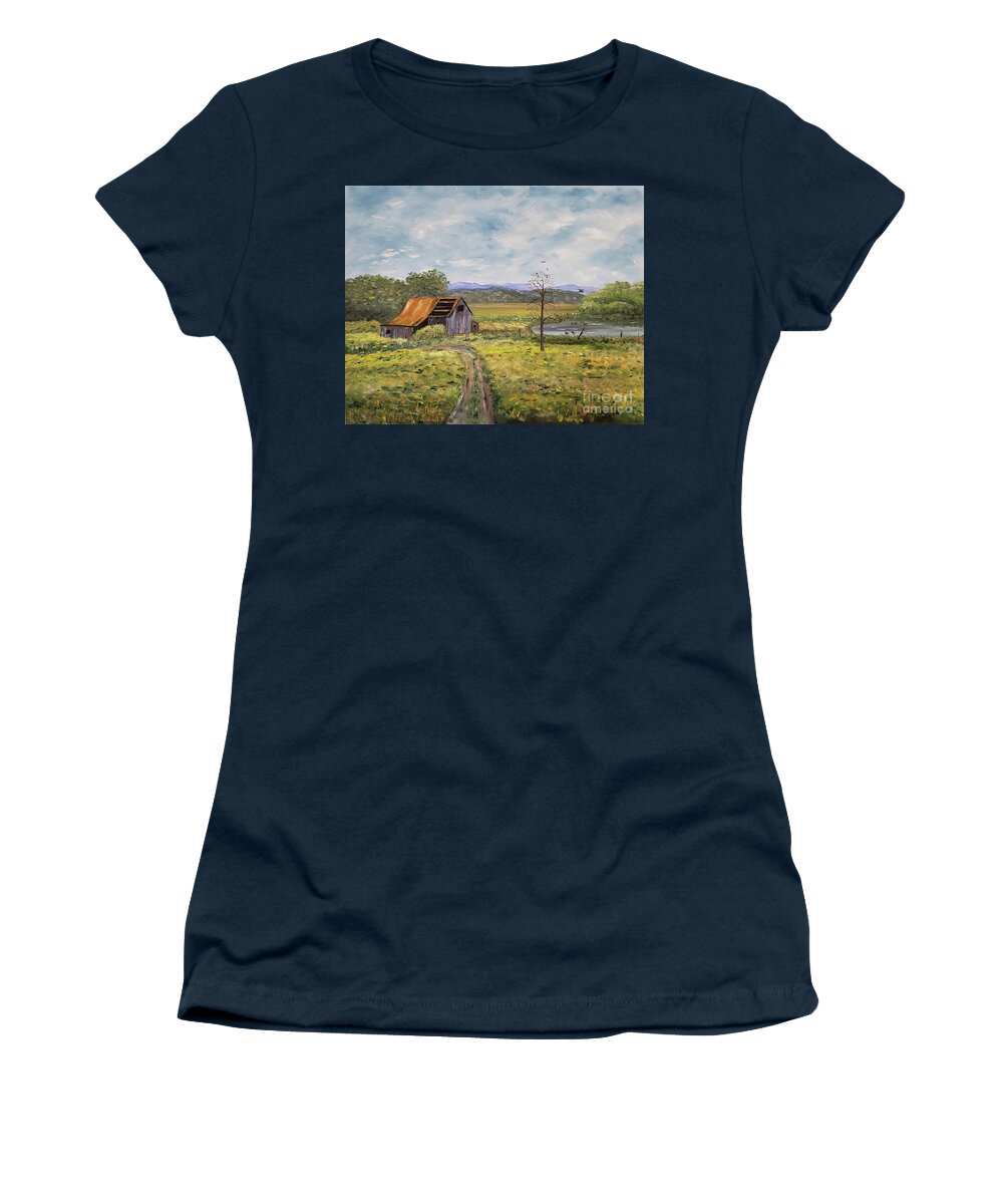 Old Barn Women's T-Shirt featuring the painting Farm Of Old by Stanton Allaben