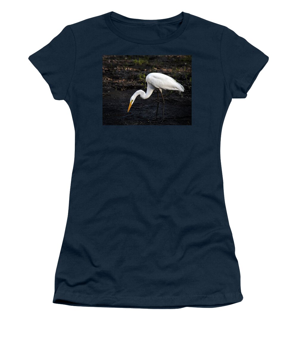 Egret Women's T-Shirt featuring the photograph Feeding by M Kathleen Warren