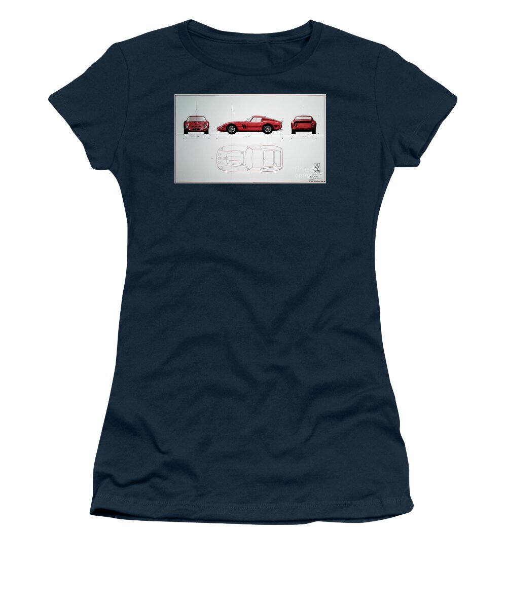 Ferrari 250 Gto Women's T-Shirt featuring the drawing Ferrari 250 GTO Original Blueprint by M G Whittingham