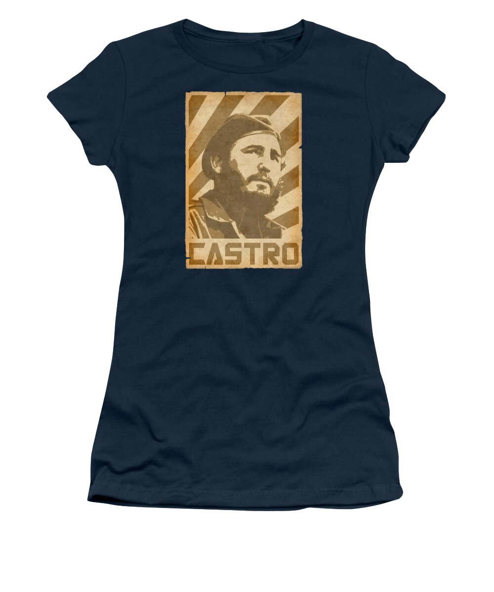 Fidel Women's T-Shirt featuring the digital art Fidel Castro Retro Propaganda by Filip Schpindel