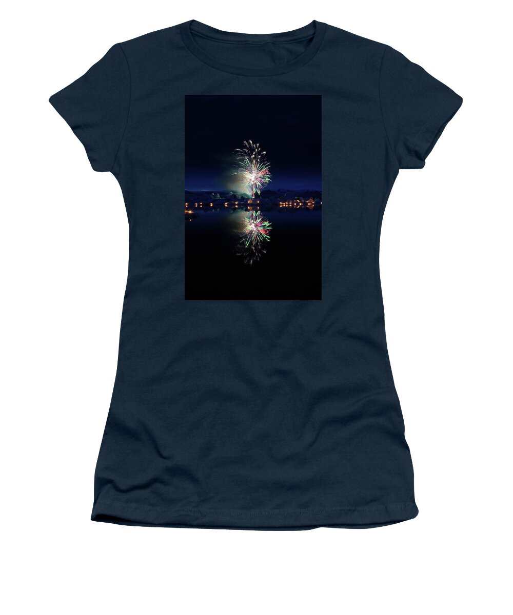 Fireworks Women's T-Shirt featuring the photograph Fire and ice #5 by Christopher Mathews