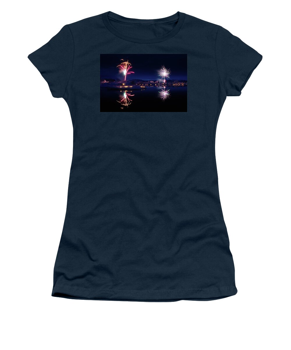 Fireworks Women's T-Shirt featuring the photograph Fire and ice #8 by Christopher Mathews
